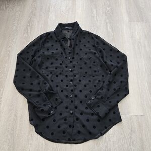 American Apparel Sheer Polka Dot Button Down Shirt